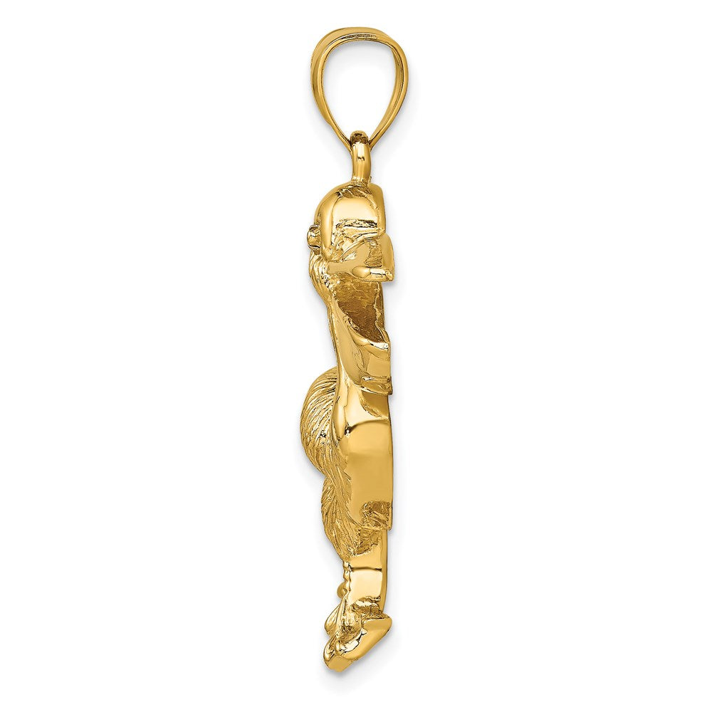 14k Yellow Gold 36.7 mm Textured Pelican Charm (8.32 grams)