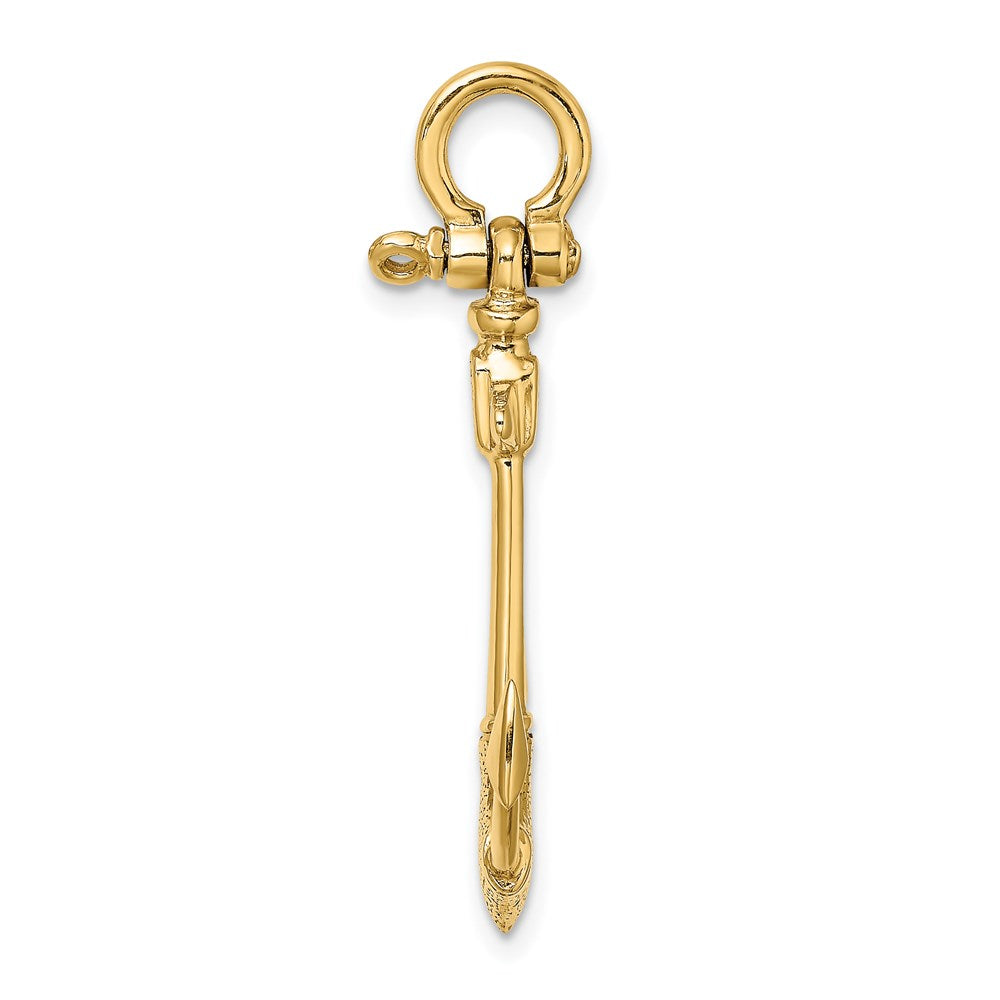 14k Yellow Gold 22.2 mm 3-D Texture Anchor Charm (3.09 grams)