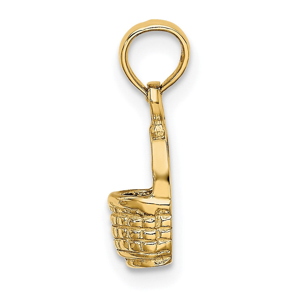 14k Yellow Gold 6.3 mm 2-D Flat Back Mini Basket Charm (0.7 grams)