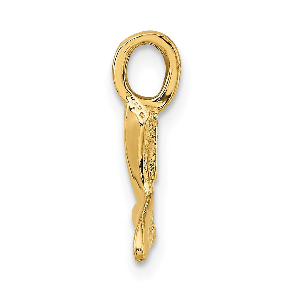 14k Yellow Gold 13 mm Polished Mini Whale Tail Charm (0.62 grams)