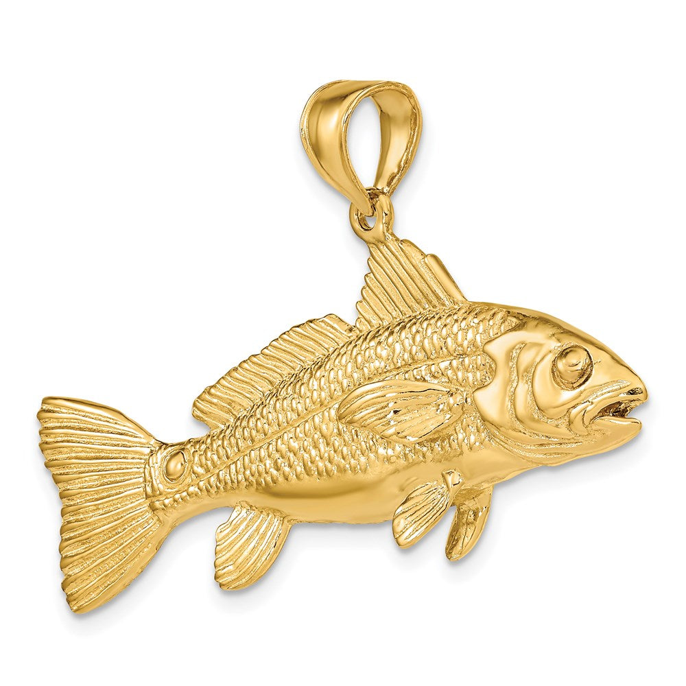 14k Yellow Gold 51.3 mm 3-D Red Fish Charm (19 grams)