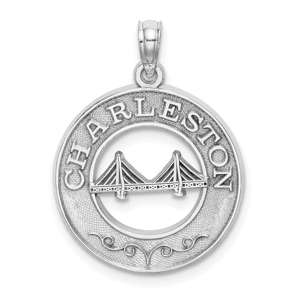 14k White Gold 19.6 mm CHARLESTON Bridge Charm (1.93 grams)