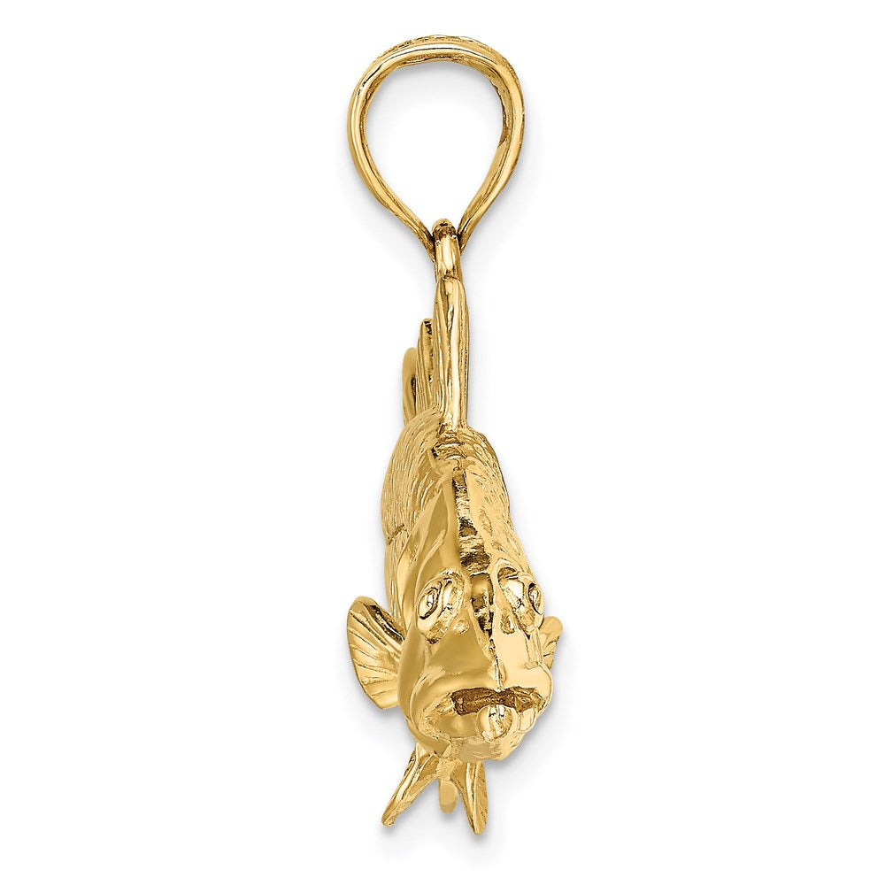 14k Yellow Gold 54.7 mm 3-D Snook Fish Charm (20.94 grams)