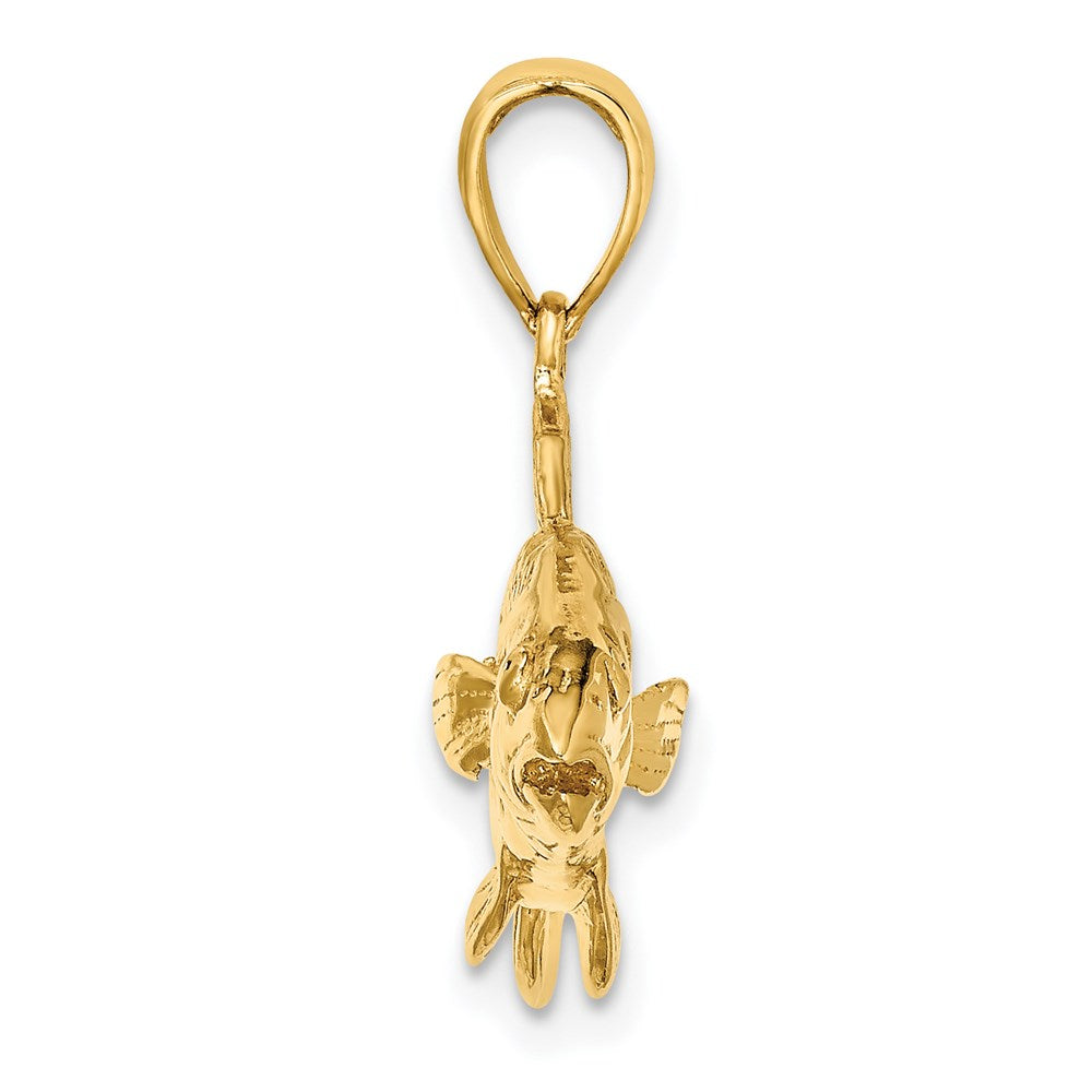 14k Yellow Gold 37.25 mm 3-D Red Fish Charm (7.29 grams)