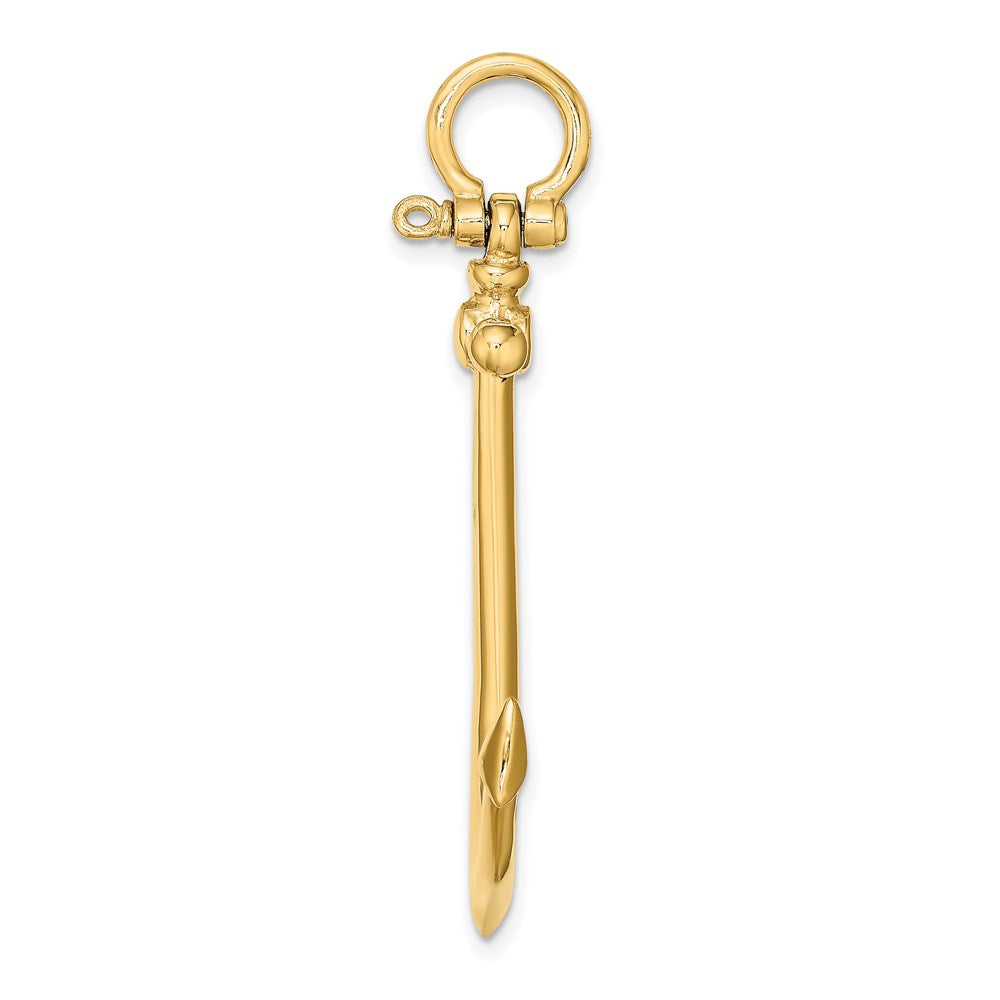 14k Yellow Gold 34.5 mm 3-D Large Anchor Charm (6.31 grams)