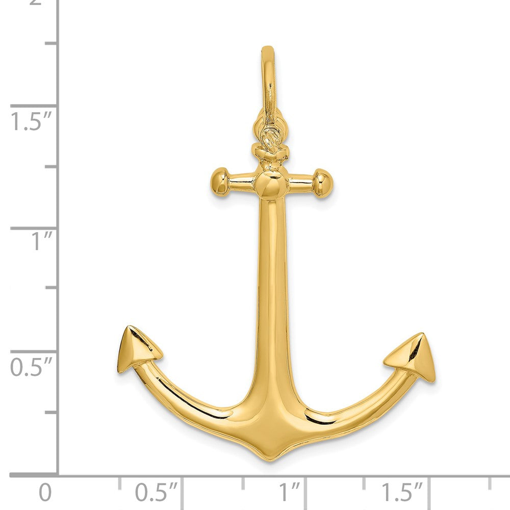 14k Yellow Gold 34.5 mm 3-D Large Anchor Charm (6.31 grams)