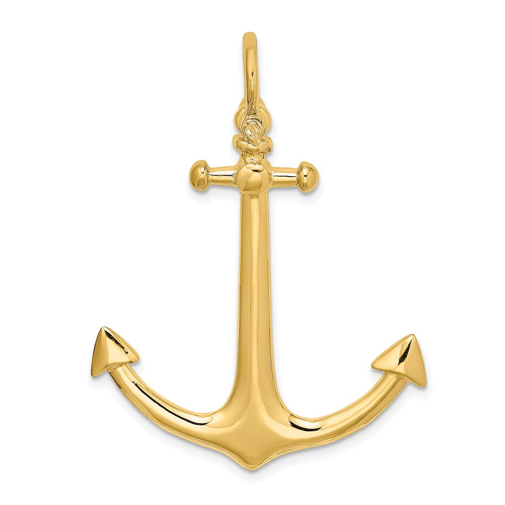 14k Yellow Gold 34.5 mm 3-D Large Anchor Charm (6.31 grams)