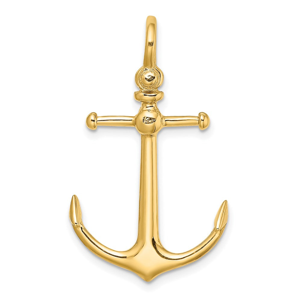 14k Yellow Gold 20.2 mm 3-D Anchor w/ Shackle Bail Charm (2.3 grams)