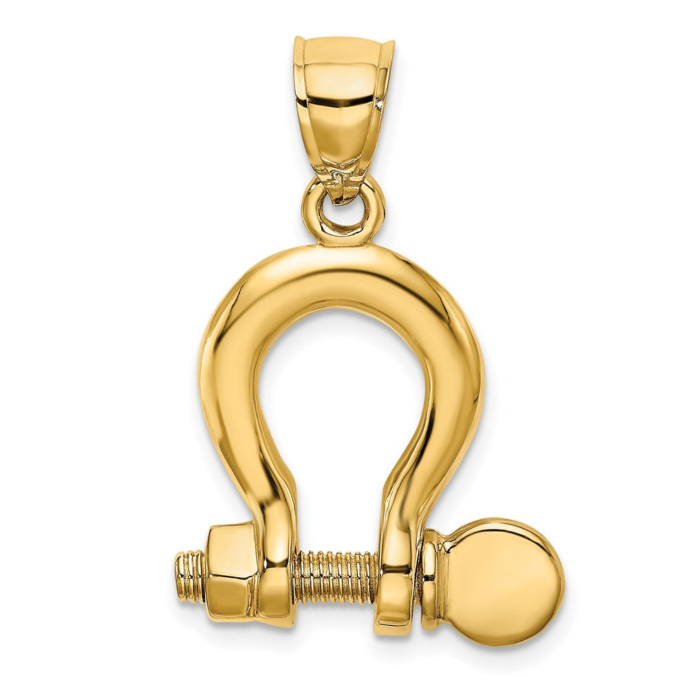 14k Yellow Gold 19 mm 3-D Large Shackle Charm (5.38 grams)