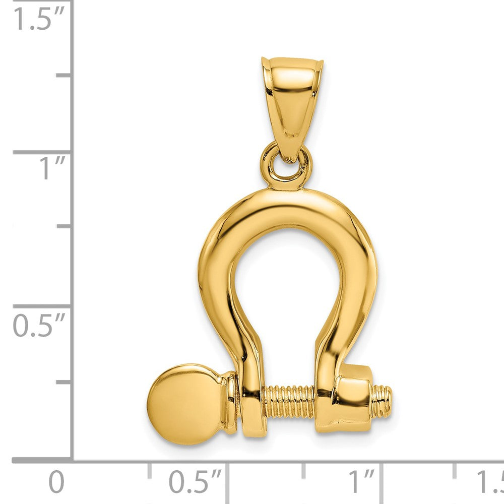 14k Yellow Gold 19 mm 3-D Large Shackle Charm (5.38 grams)