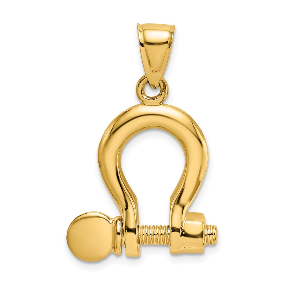 14k Yellow Gold 19 mm 3-D Large Shackle Charm (5.38 grams)