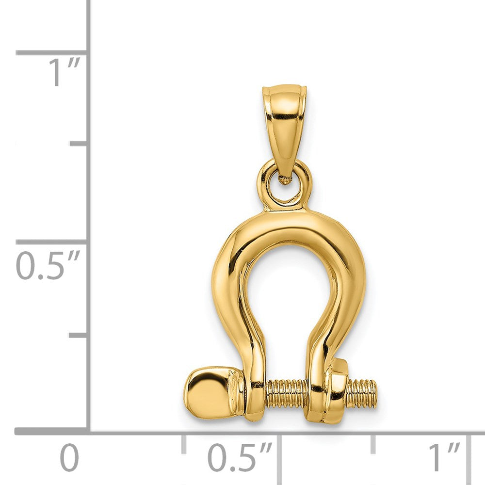 14k Yellow Gold 14 mm 3-D Medium Shackle LinScrew Charm (2.86 grams)