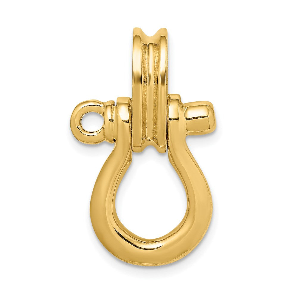 14k Yellow Gold 16.95 mm 3-D Large Shackle W/ Pulley Bail Charm (8.33 grams)