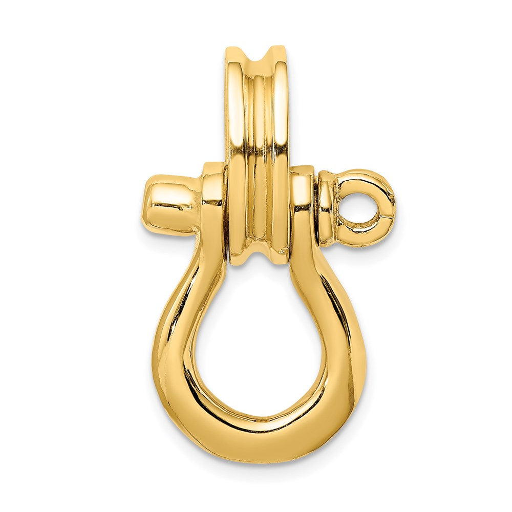 14k Yellow Gold 16.95 mm 3-D Large Shackle W/ Pulley Bail Charm (8.33 grams)