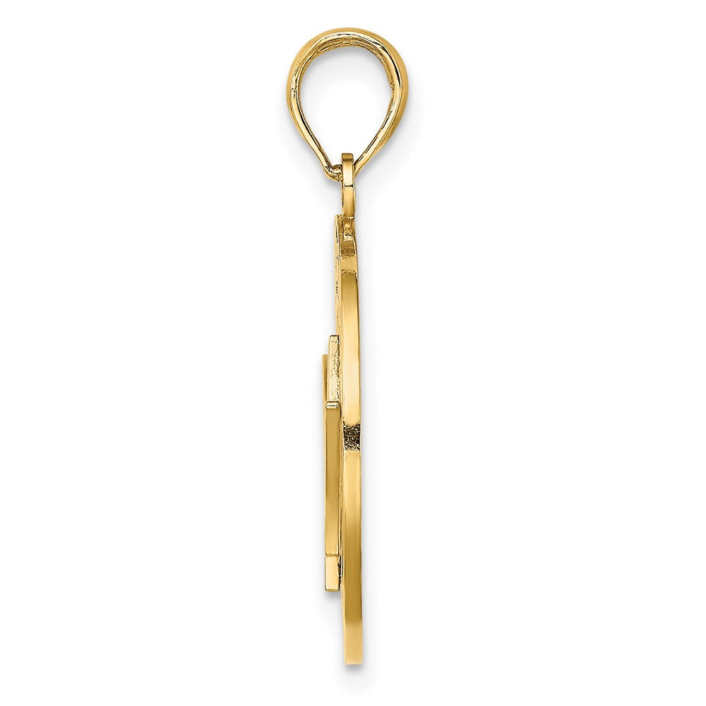 14k Yellow Gold 18.75 mm BARBADOS w/Trident Spear Circle Charm (1.6 grams)
