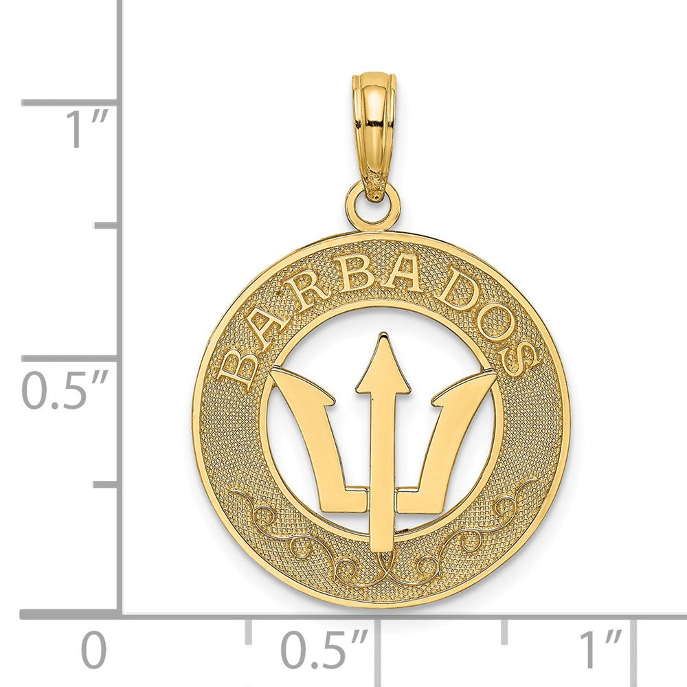 14k Yellow Gold 18.75 mm BARBADOS w/Trident Spear Circle Charm (1.6 grams)