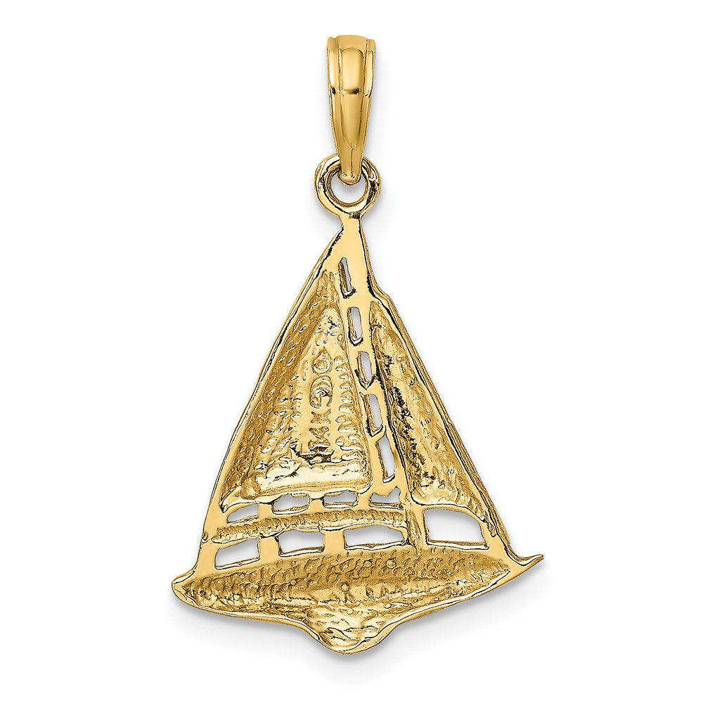 14k Yellow Gold 16.8 mm 2-D Sailboat Charm (1.91 grams)