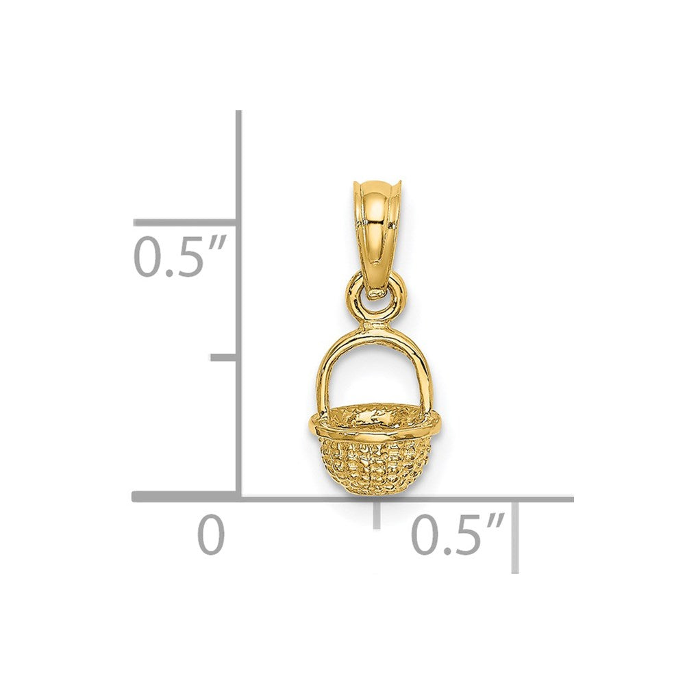14k Yellow Gold 6.5 mm 3-D Mini Basket Charm (0.75 grams)