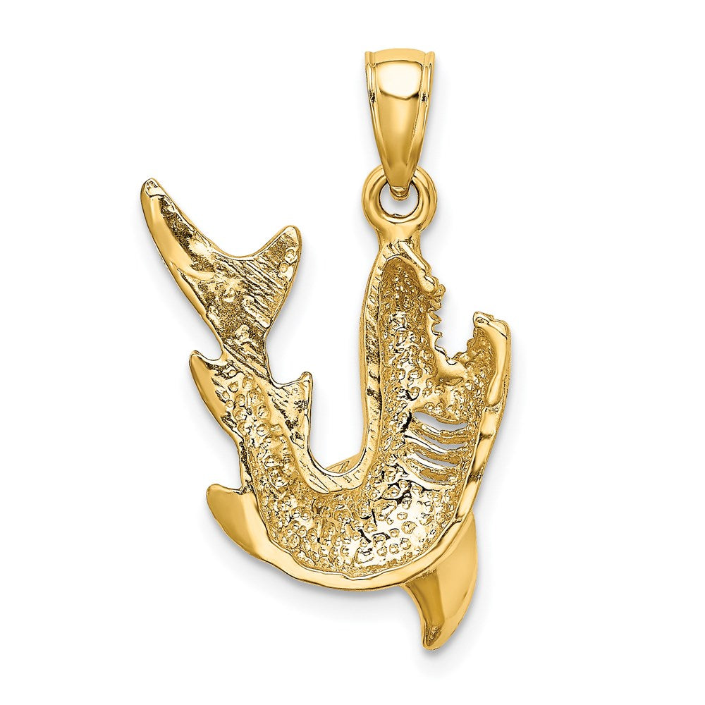 14k Yellow Gold 18.3 mm 2-D Polished Shark Charm (3.45 grams)