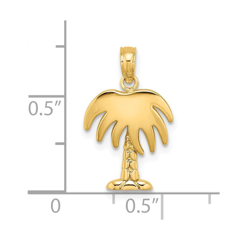 14k Yellow Gold 12.32 mm Charleston Palm Tree Charm (0.82 grams)