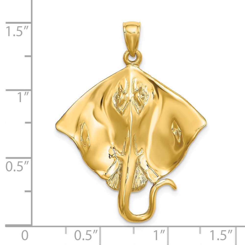 14k Yellow Gold 28.3 mm Polished Stingray Charm (6.1 grams)