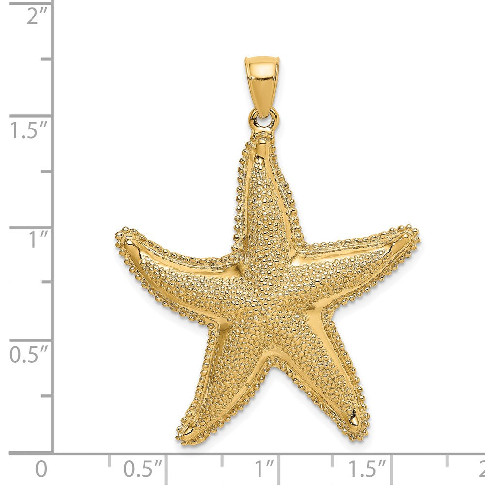 14k Yellow Gold 35.8 mm Textured Starfish Charm (9.93 grams)