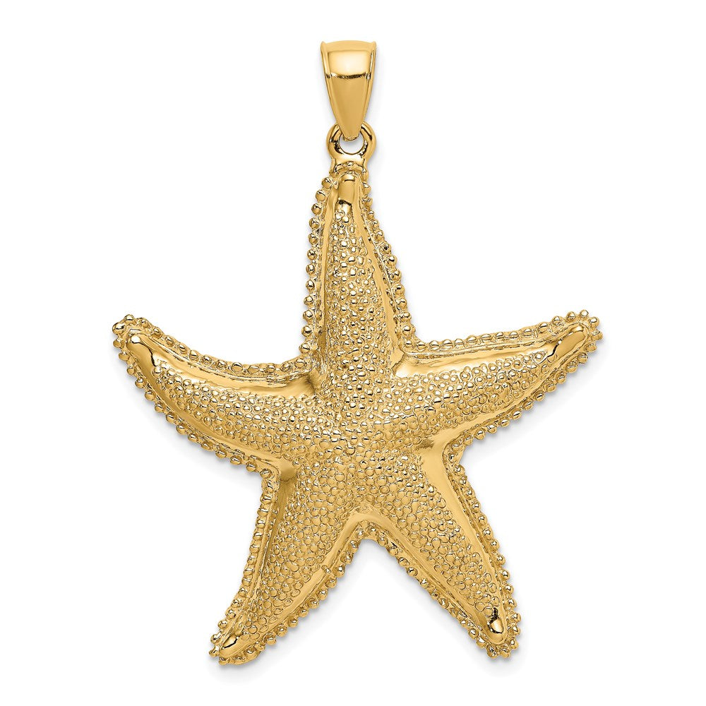 14k Yellow Gold 35.8 mm Textured Starfish Charm (9.93 grams)