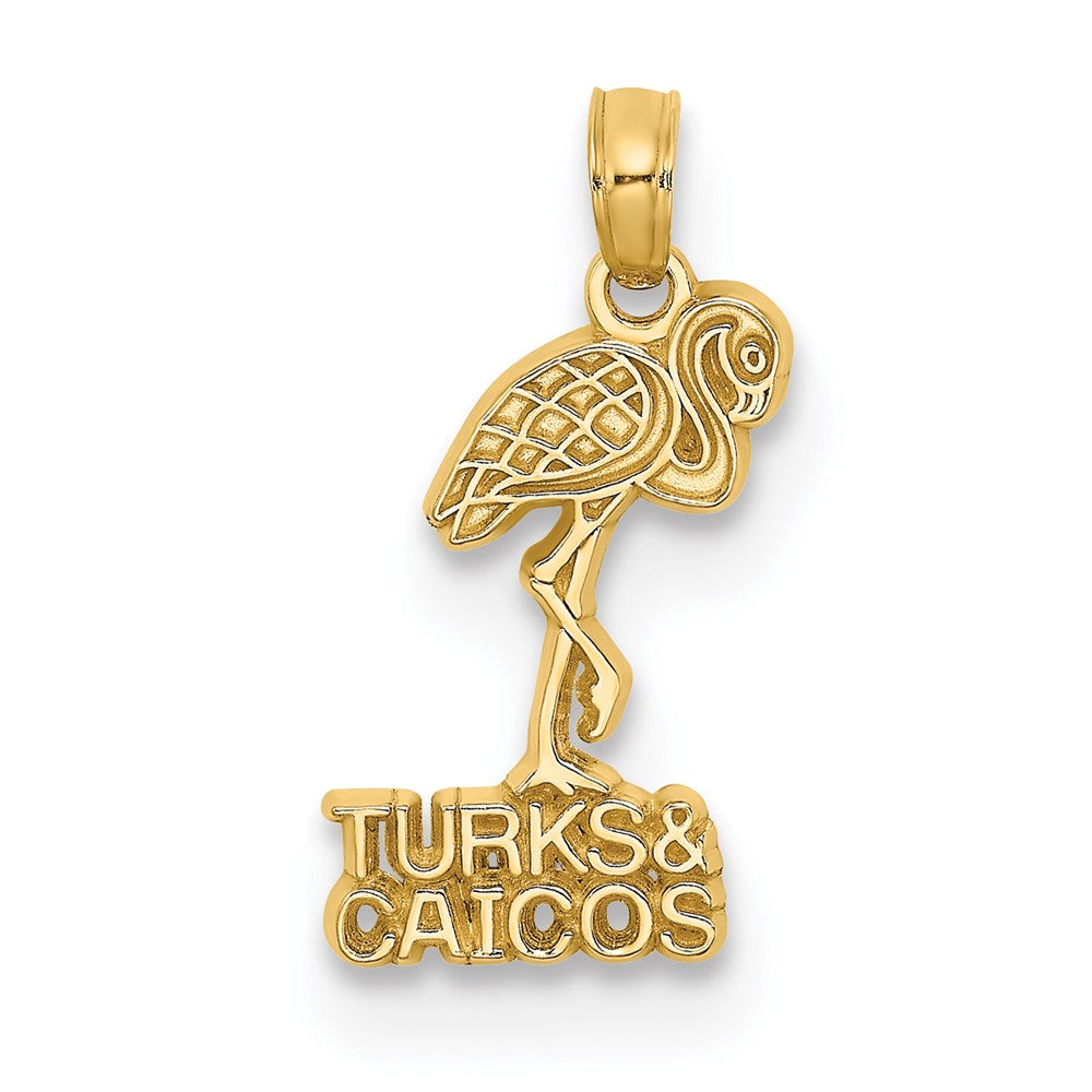 14k Yellow Gold 4.7 mm TURKS AND CAICOS Flamingo Charm (0.9 grams)