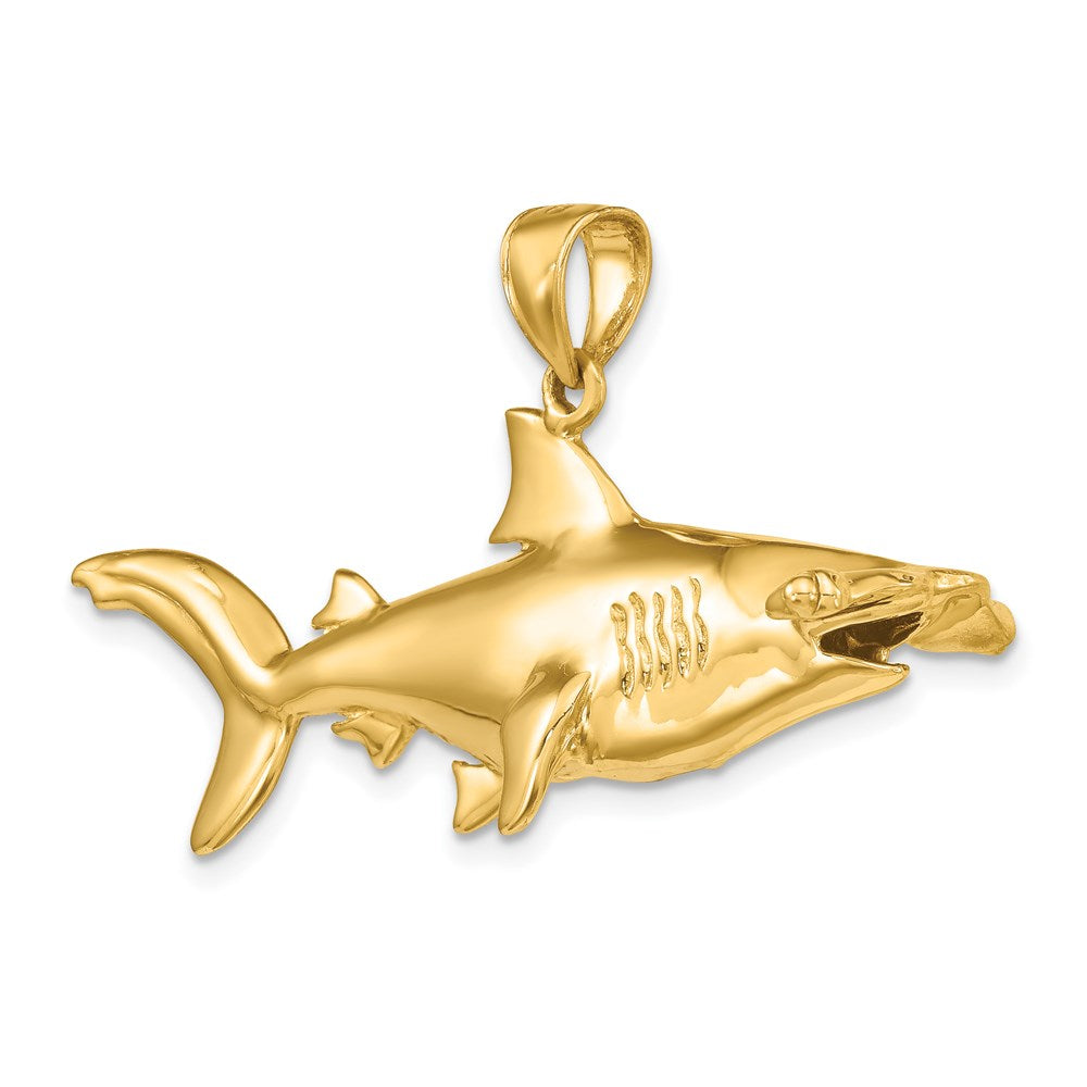 14k Yellow Gold 51.75 mm rhead Shark Charm (11.78 grams)