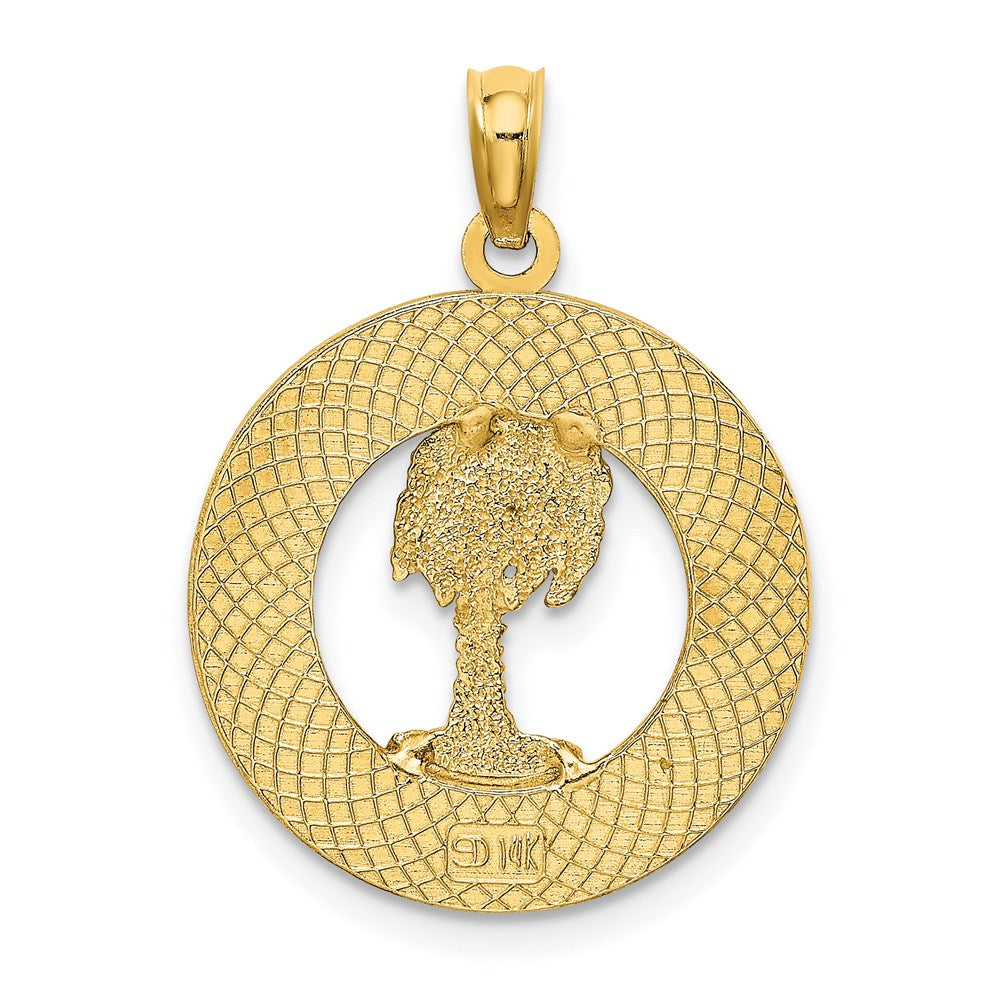 14k Yellow Gold 18.7 mm BEAUFORT SC Palm Tree Charm (1.73 grams)