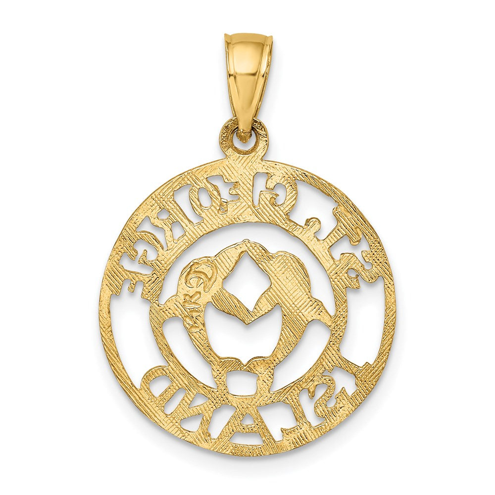 14k Yellow Gold 19.85 mm ST. GEORGE ISLAND w/DOLPHINS Circle Charm (1.46 grams)