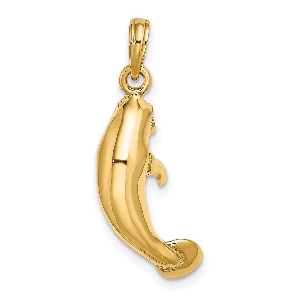 14k Yellow Gold 7.4 mm 3-D Polished Manatee Charm (4.64 grams)