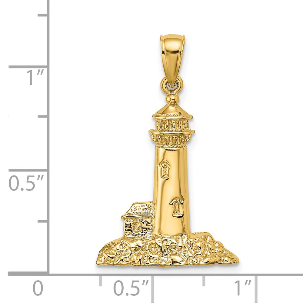 14k Yellow Gold 18.78 mm Polished Lighthouse Charm (2.86 grams)