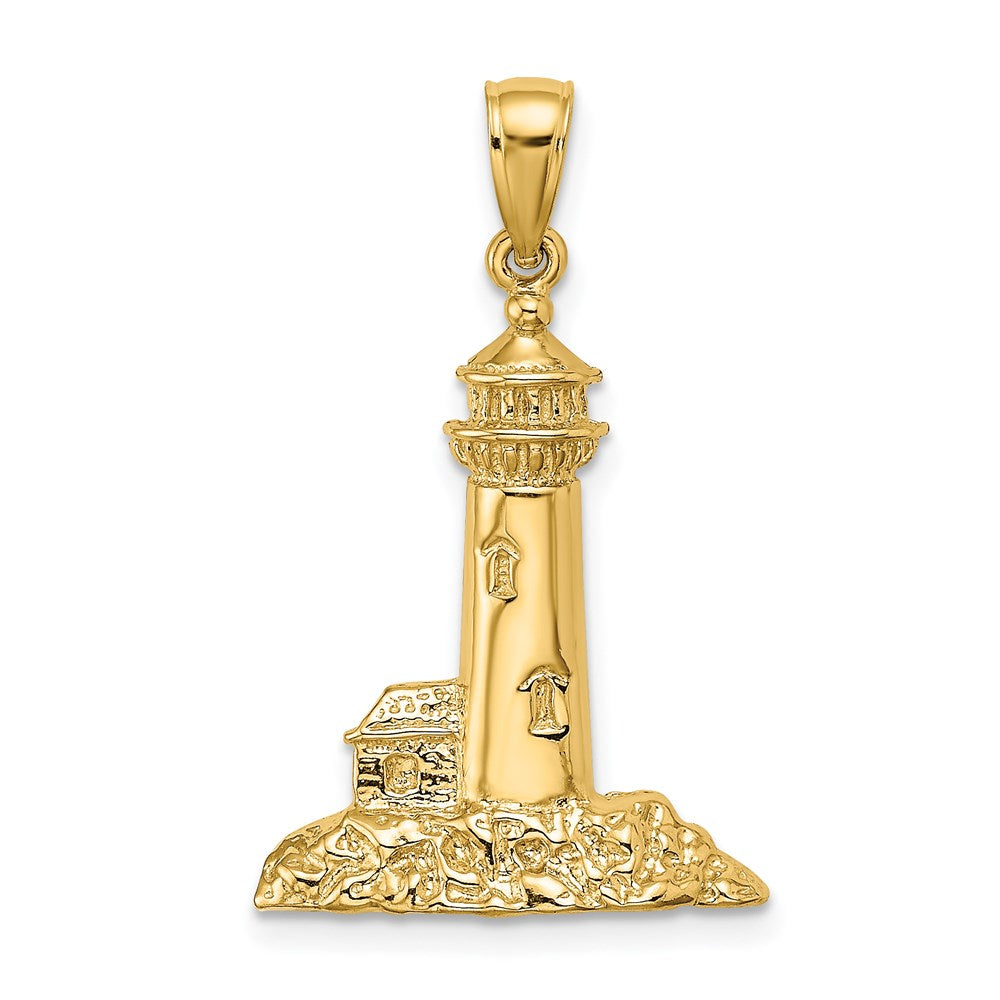 14k Yellow Gold 18.78 mm Polished Lighthouse Charm (2.86 grams)