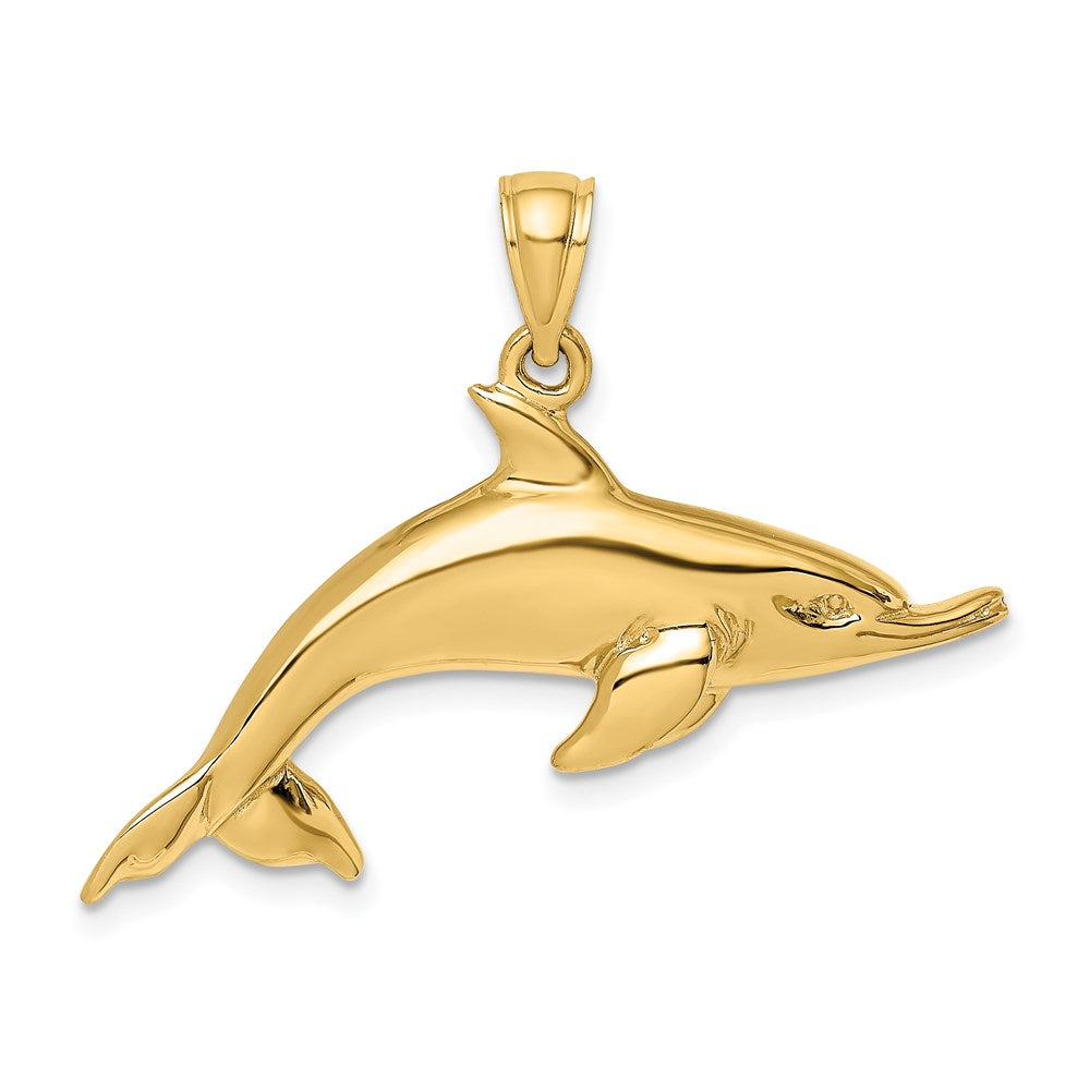 14k Yellow Gold 35.5 mm ng Dolphin Charm (3.97 grams)