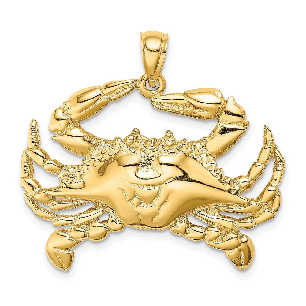 14k Yellow Gold 23.9 mm Blue Crab Charm (6.71 grams)