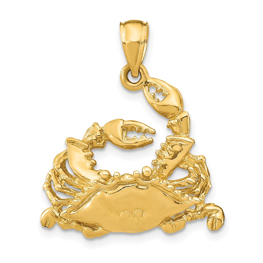 14k Yellow Gold 24 mm Polished Blue Crab Charm (4.08 grams)