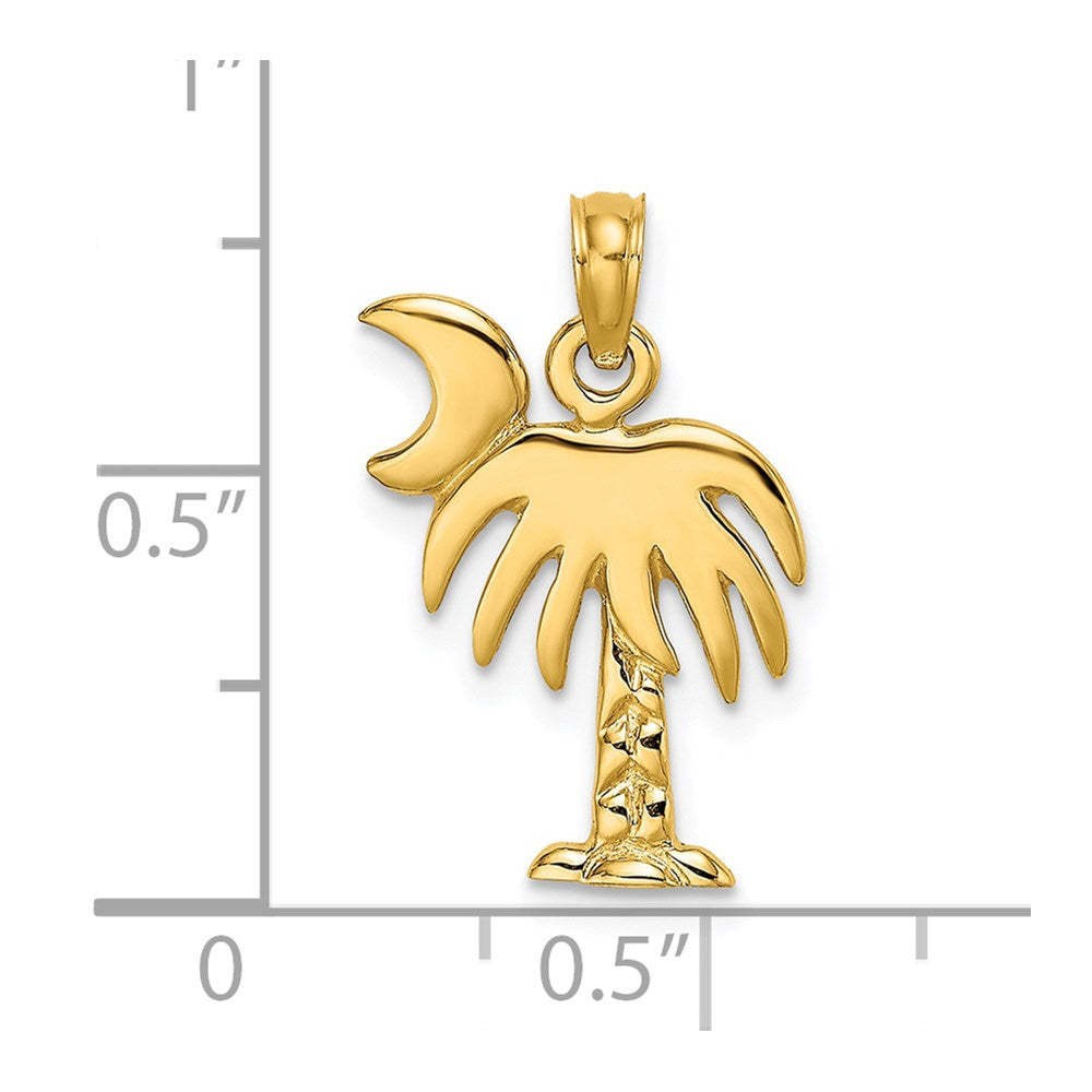 14k Yellow Gold 12.79 mm Polished Charleston Palm Tree Charm (1.47 grams)