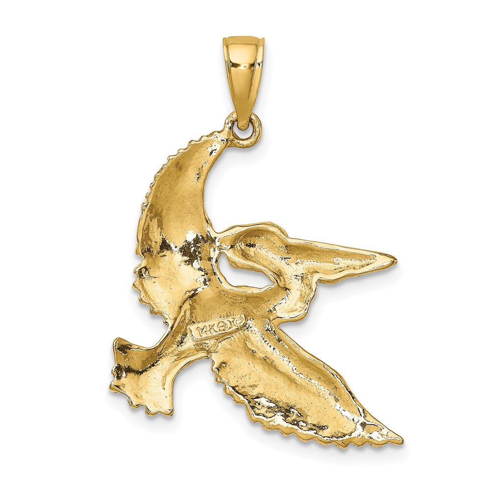 14k Yellow Gold 24.2 mm Flying Pelican Charm (3.74 grams)