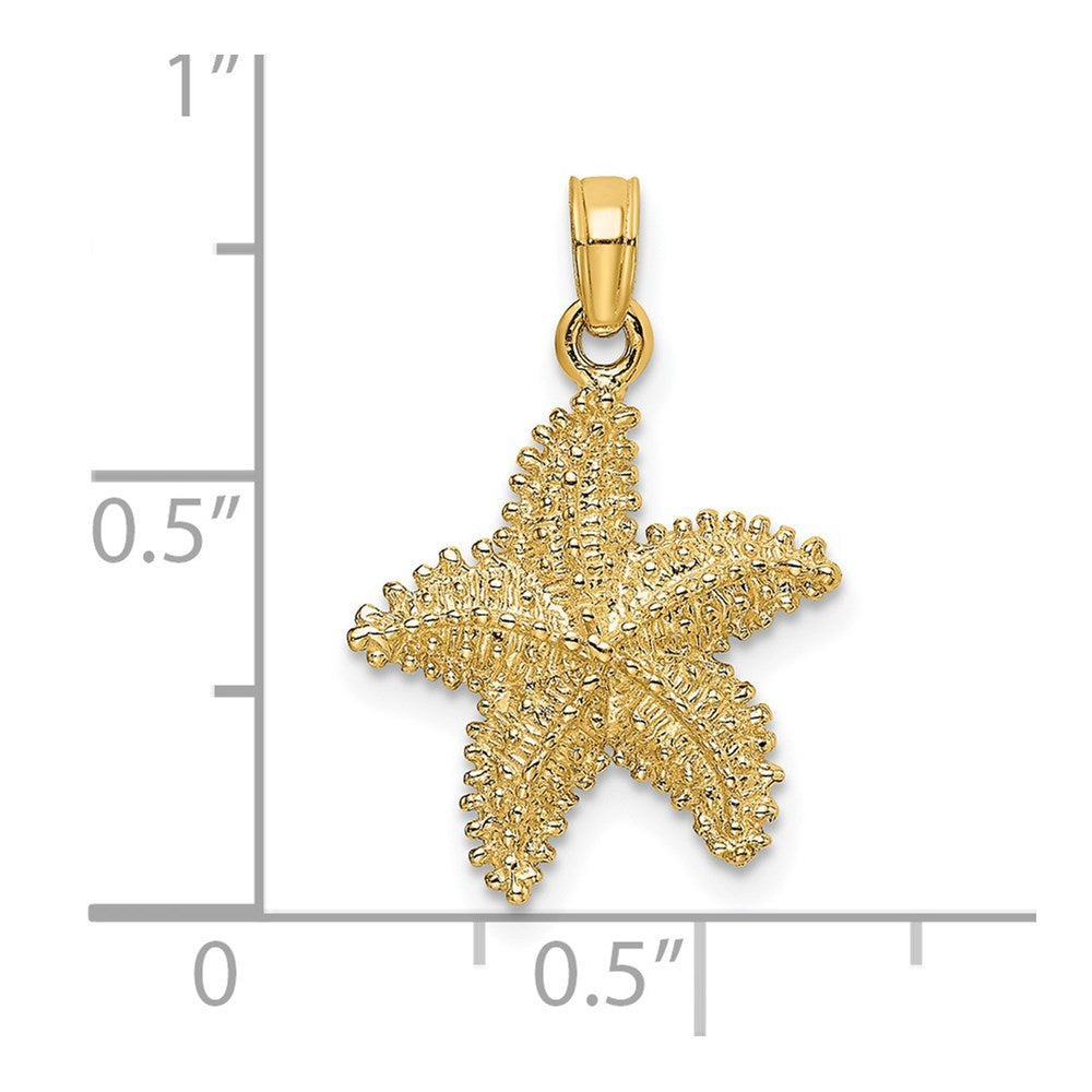 14k Yellow Gold 15.5 mm Beaded Textured Starfish Charm (1.88 grams)