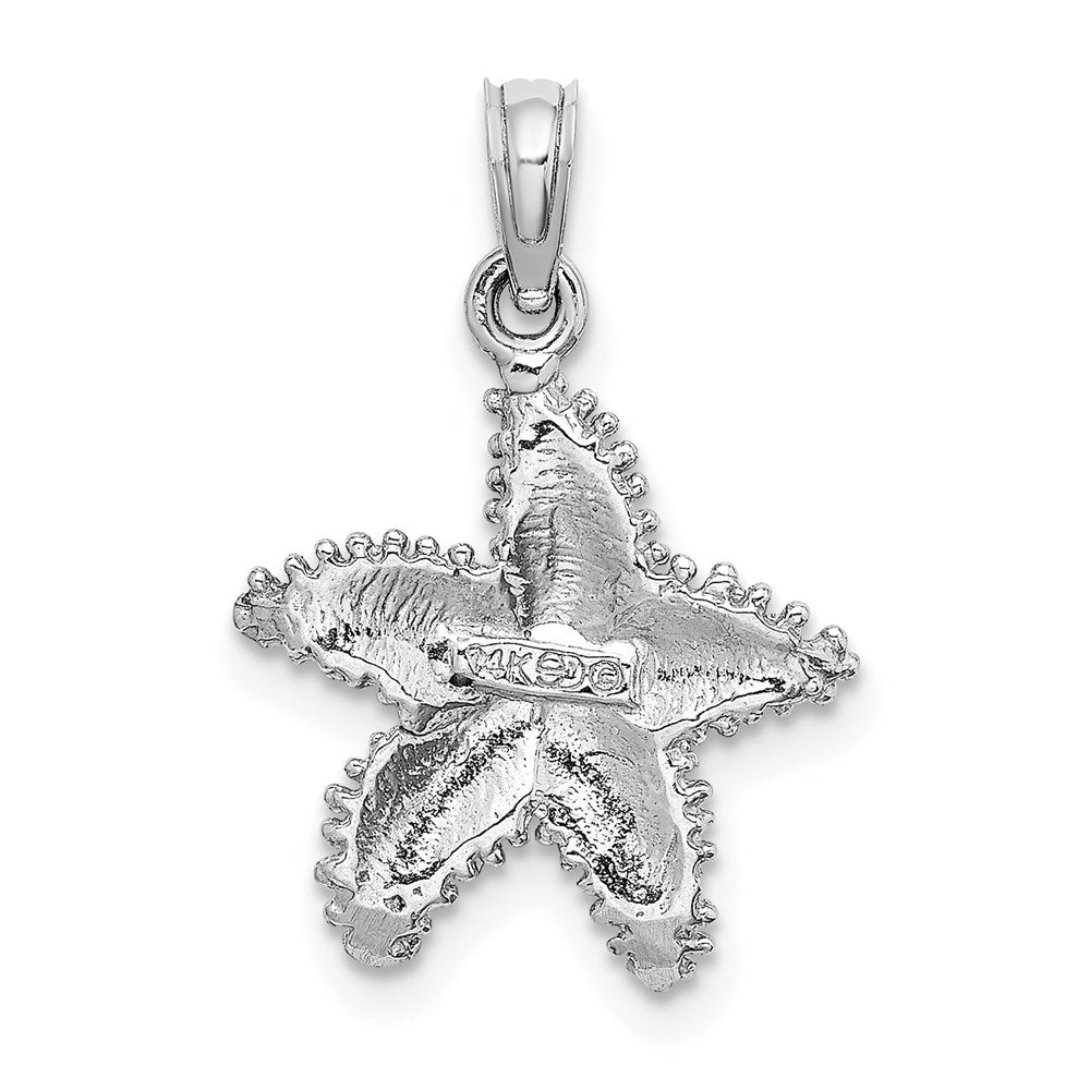 14k White Gold 15.5 mm Beaded Textured Starfish Charm (1.85 grams)