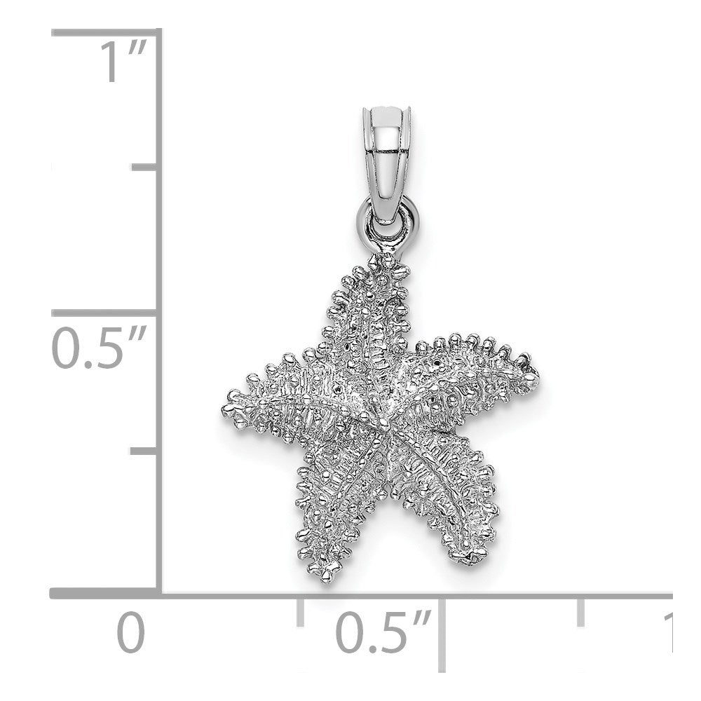 14k White Gold 15.5 mm Beaded Textured Starfish Charm (1.85 grams)