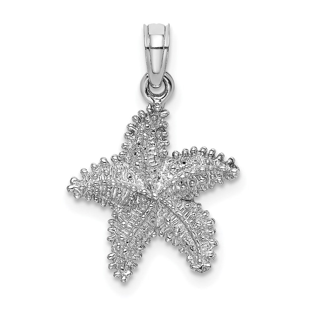 14k White Gold 15.5 mm Beaded Textured Starfish Charm (1.85 grams)