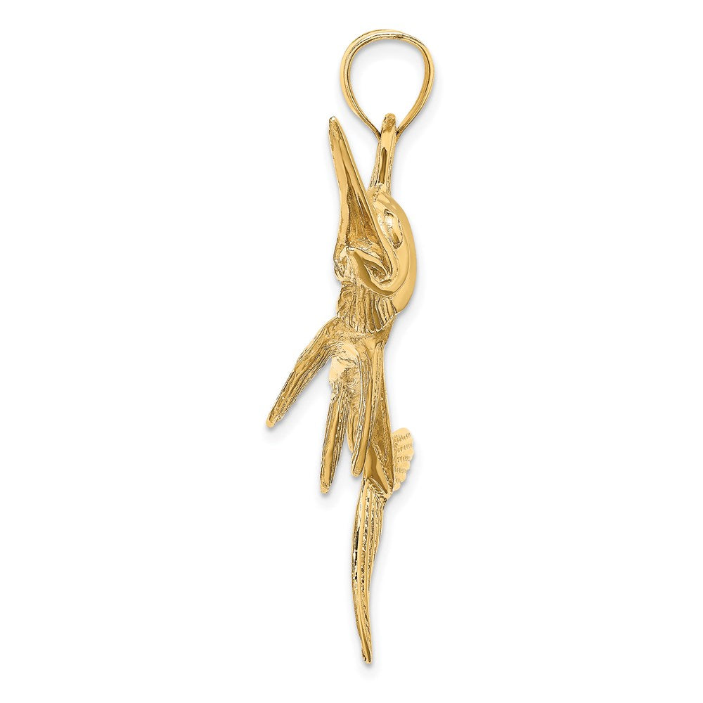 14k Yellow Gold 67 mm 2-D Polished/Satin Swordfish Charm (13.33 grams)