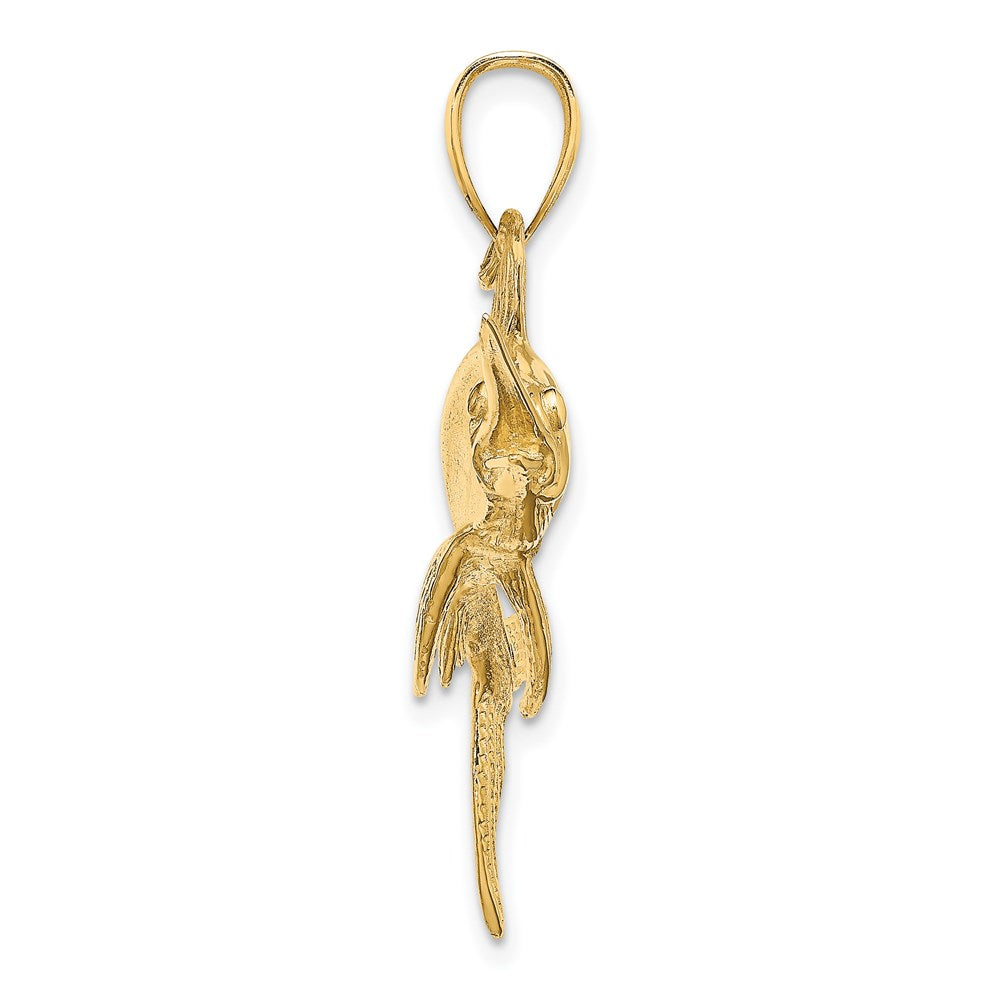 14k Yellow Gold 57.2 mm 2-D Polished/Satin Swordfish Charm (5.83 grams)