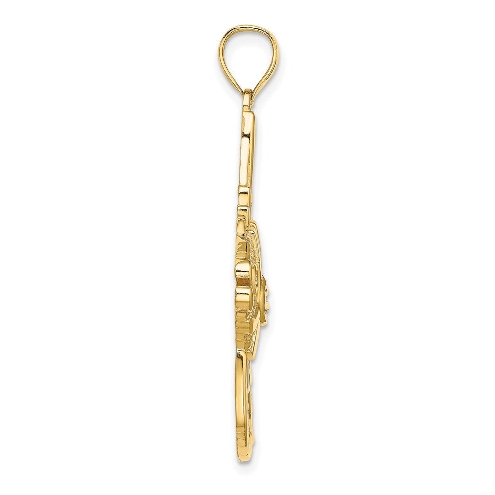 14k Yellow Gold 26.4 mm Textured LARGE ANGELFISH Charm (4.51 grams)
