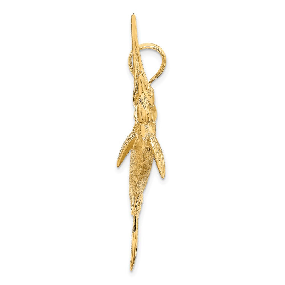 14k Yellow Gold 52 mm 3-D Satin / Polished Marlin Charm (12.2 grams)