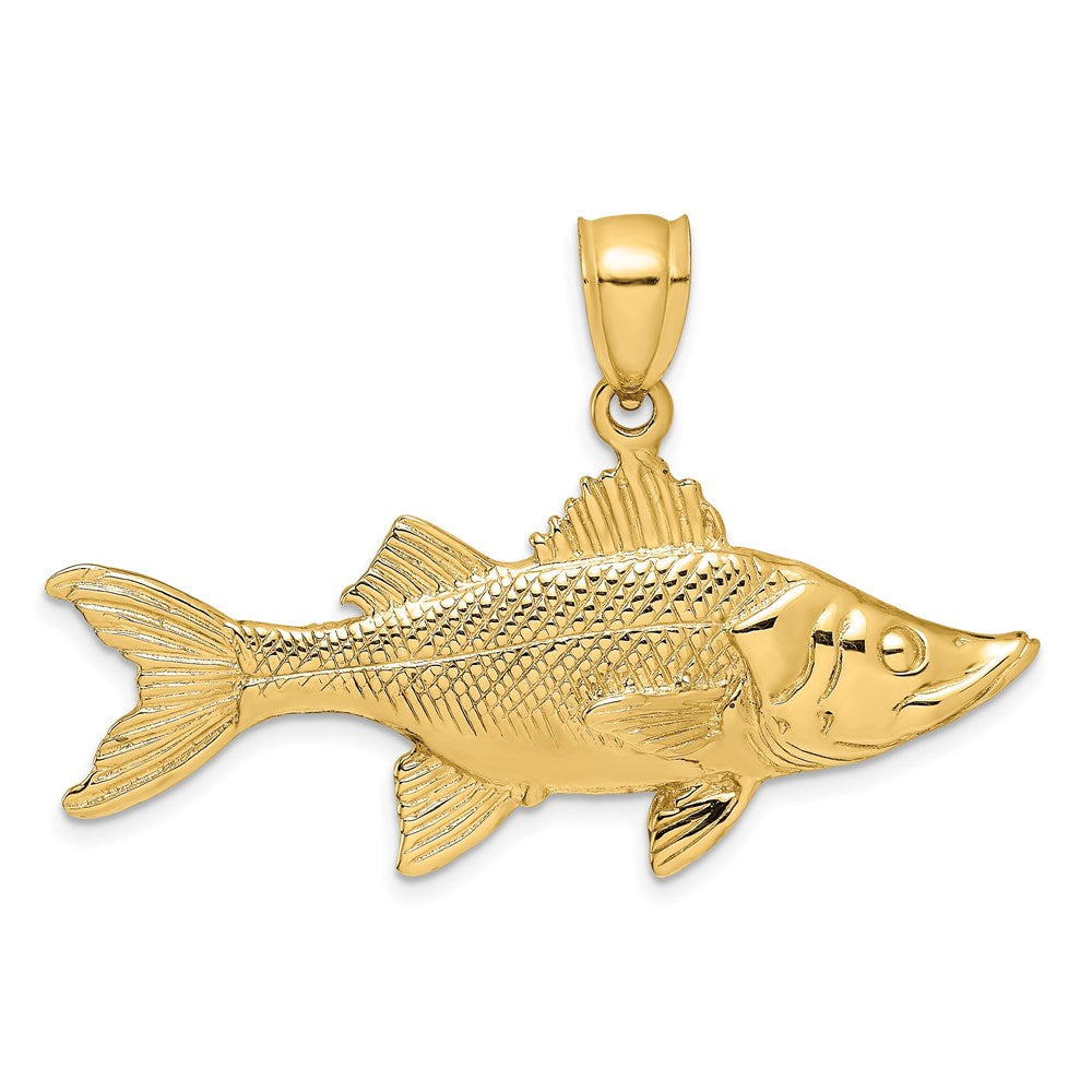 14k Yellow Gold 40.35 mm 3-D Tarpon Fish Charm (7.75 grams)