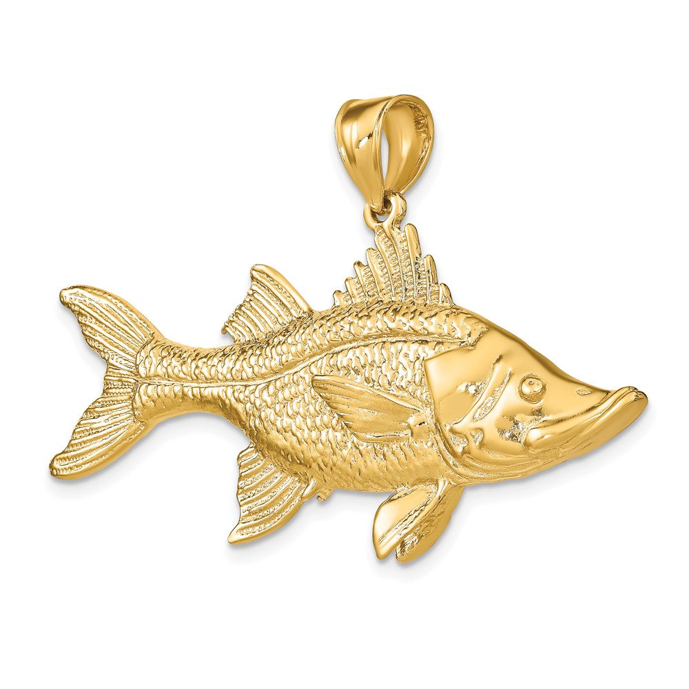 14k Yellow Gold 40.35 mm 3-D Tarpon Fish Charm (7.75 grams)