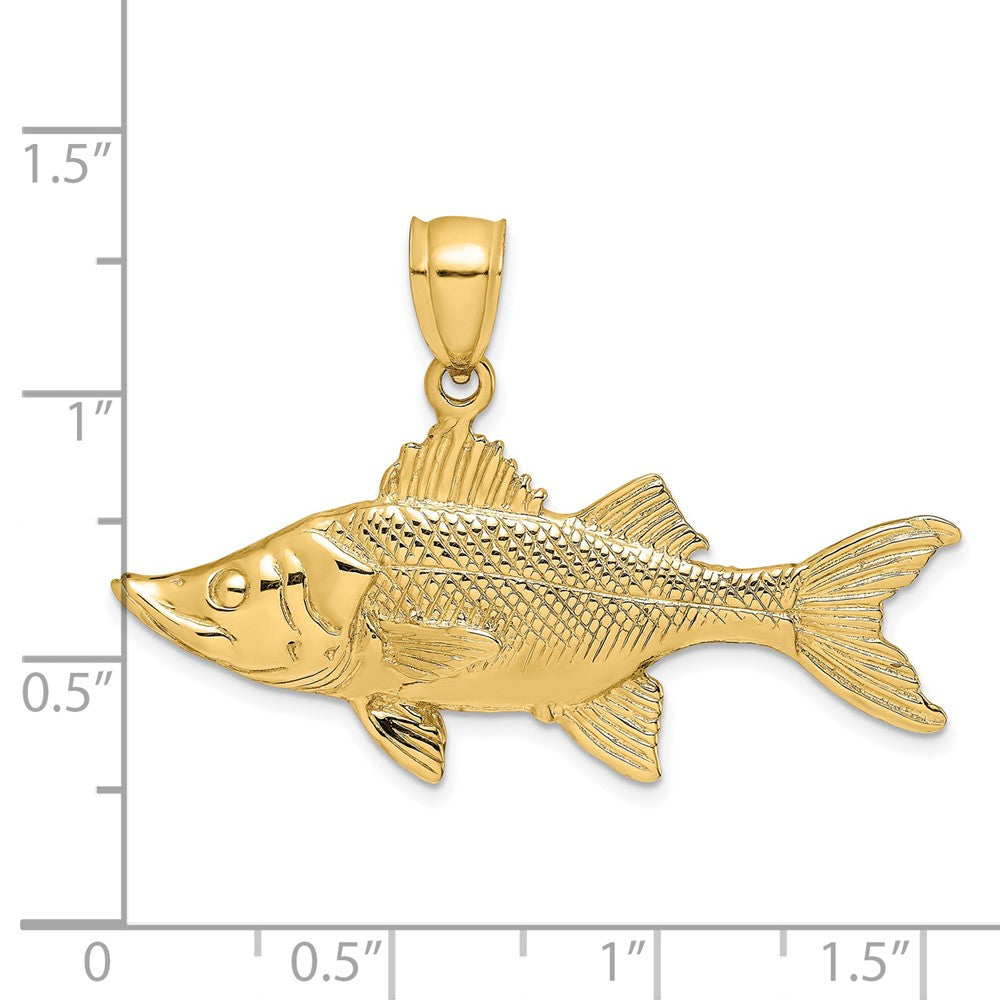 14k Yellow Gold 40.35 mm 3-D Tarpon Fish Charm (7.75 grams)